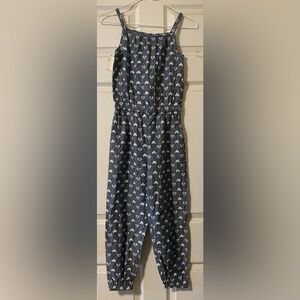 Faded Glory Blue and White Hearts Cotton Overalls Brand New With tag